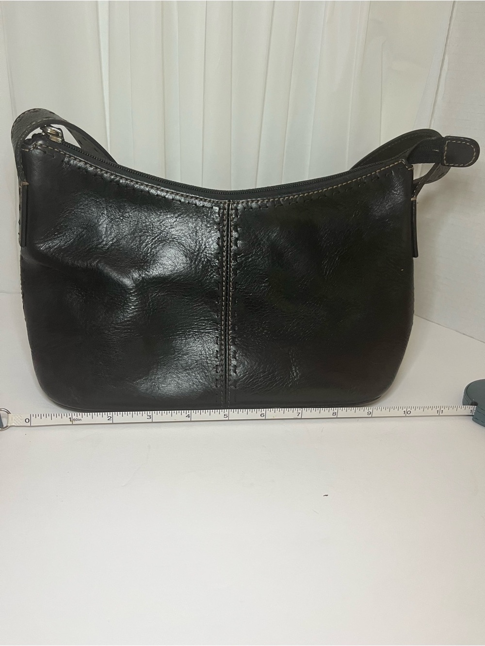 Fossil Black Leather Crescent Shoulder Bag